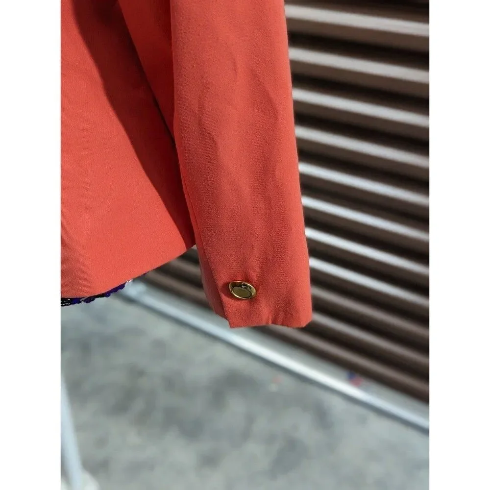 Vintage 90s Coral Peplum Blazer‎ & Skirt Suit Old Money Size 12 Academia